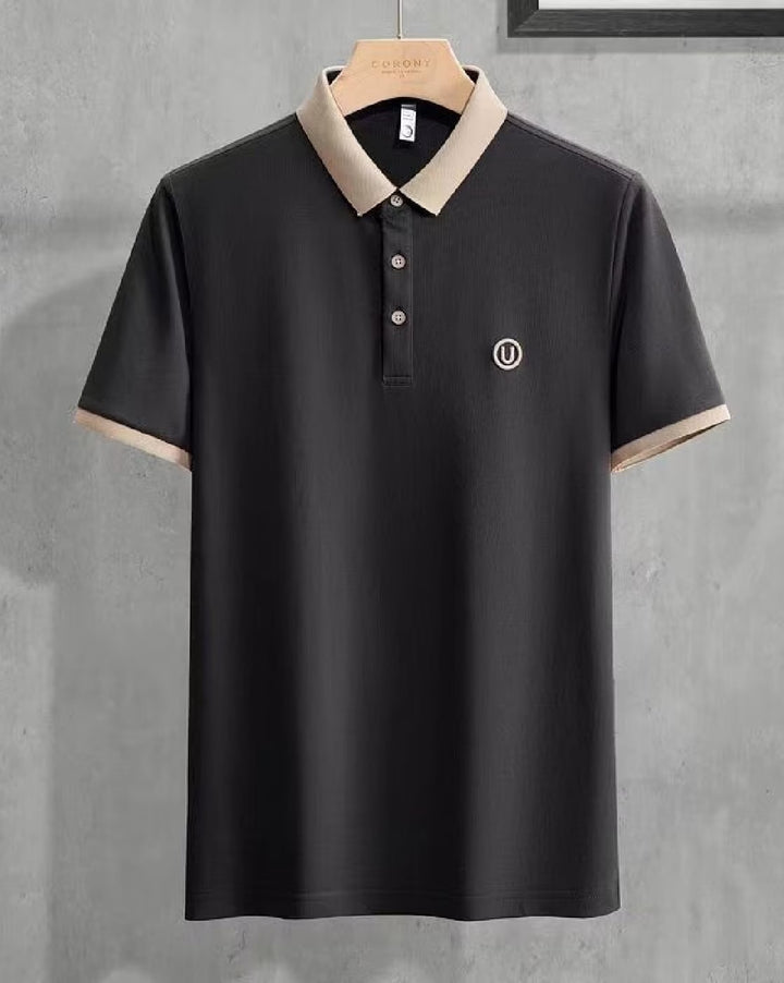 Contrast Polo: Men's Contrast Collar and Cuff Polo Shirt