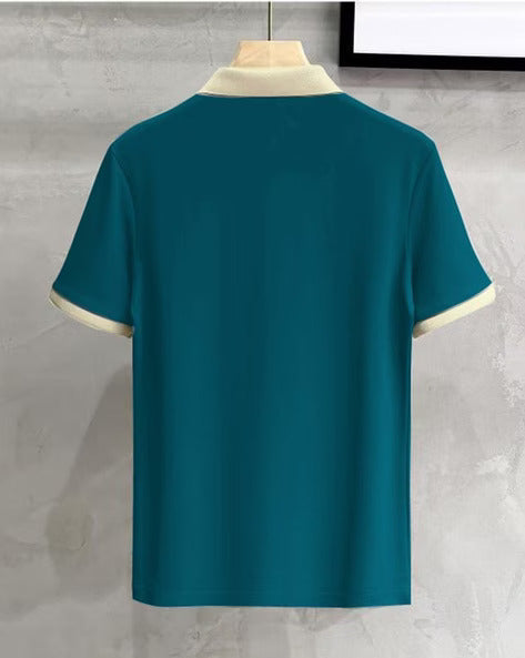 Contrast Polo: Men's Contrast Collar and Cuff Polo Shirt