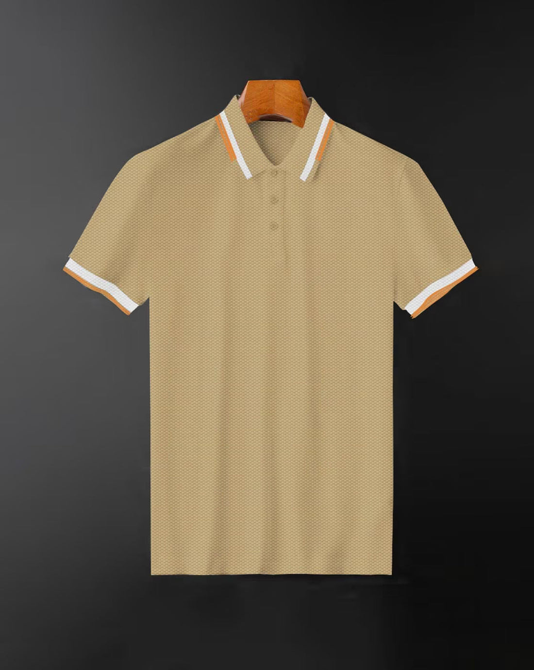 Premium Beige Polo T-Shirt with Stylish Tricolor Accents