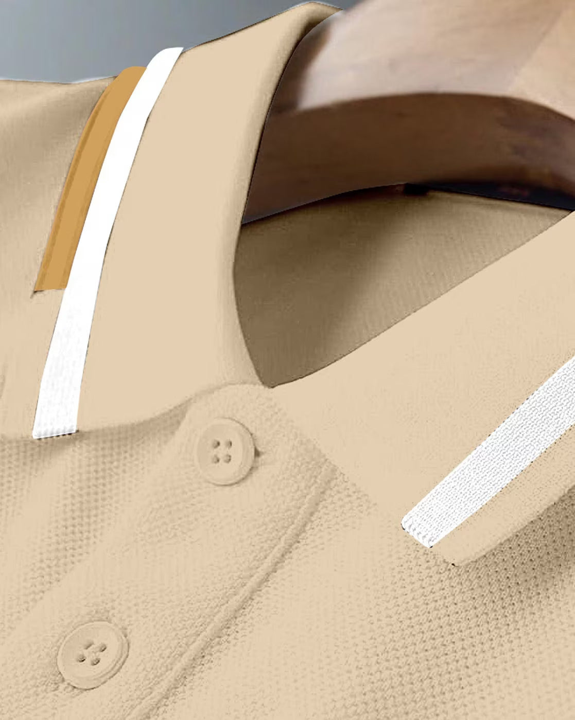 Premium Beige Polo T-Shirt with Stylish Tricolor Accents