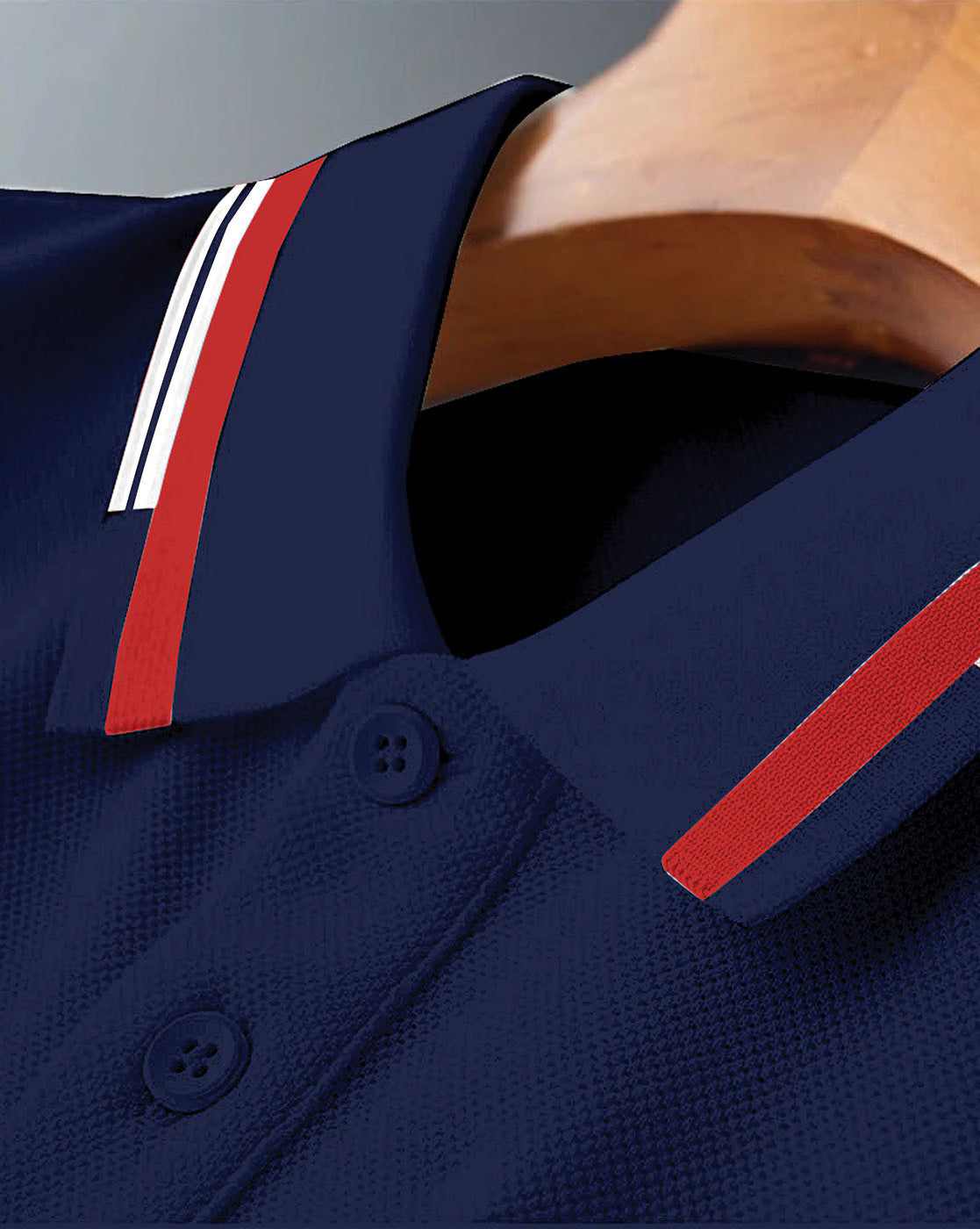 Premium Blue Polo T-Shirt with Stylish Tricolor Accents