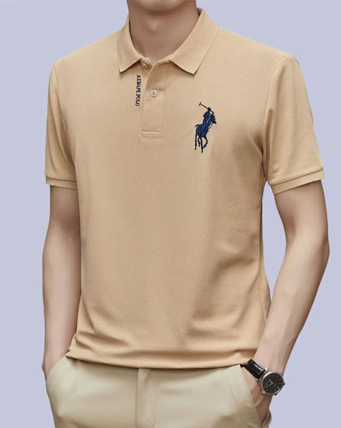 Short Sleeve Polo with Golden Rider Logo