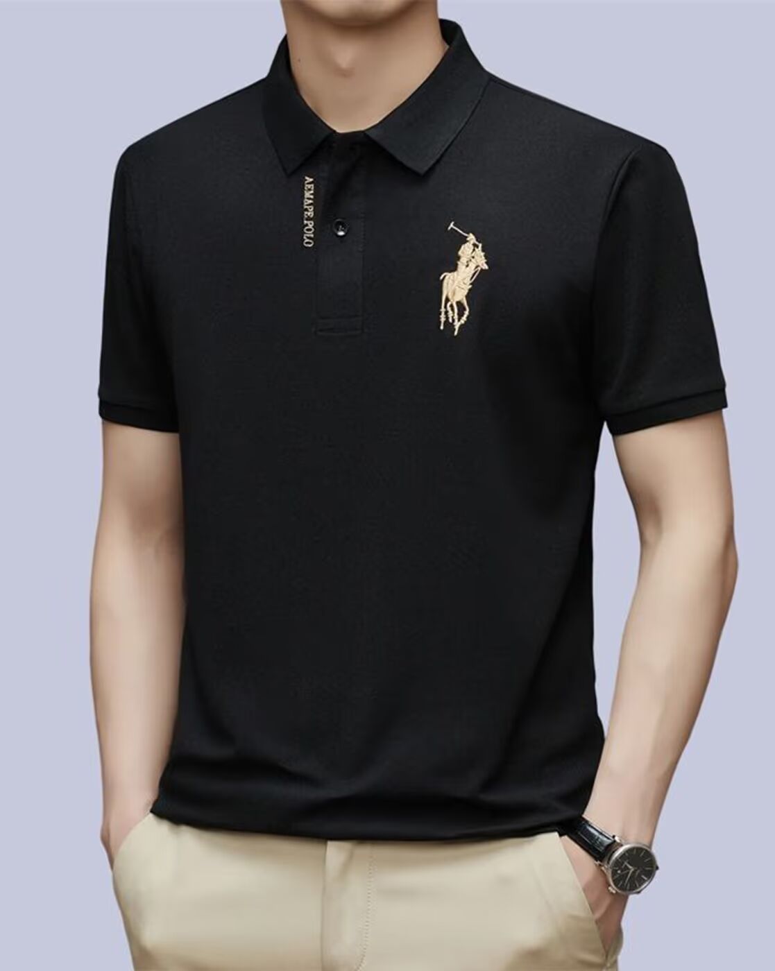 Short Sleeve Polo with Golden Rider Logo