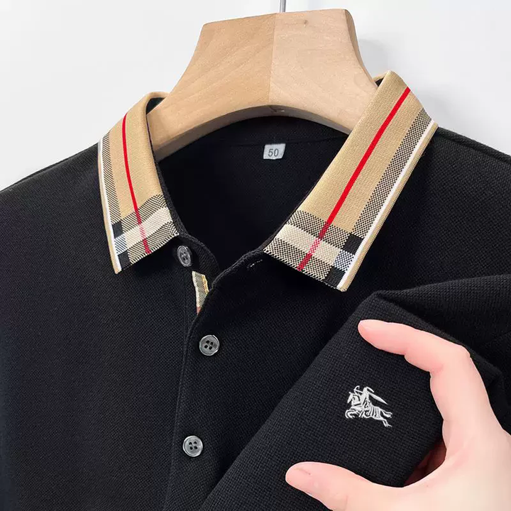 Black Knitted Burberry Polo T-Shirt