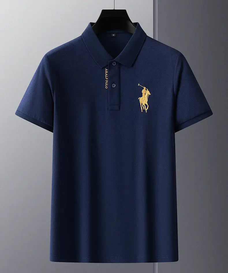 Short Sleeve Polo with Golden Rider Logo