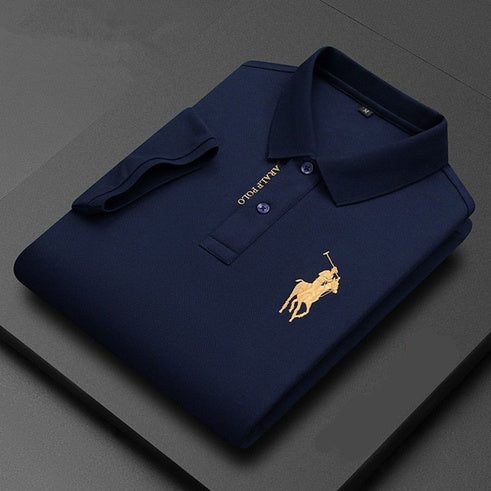 Short Sleeve Polo with Golden Rider Logo