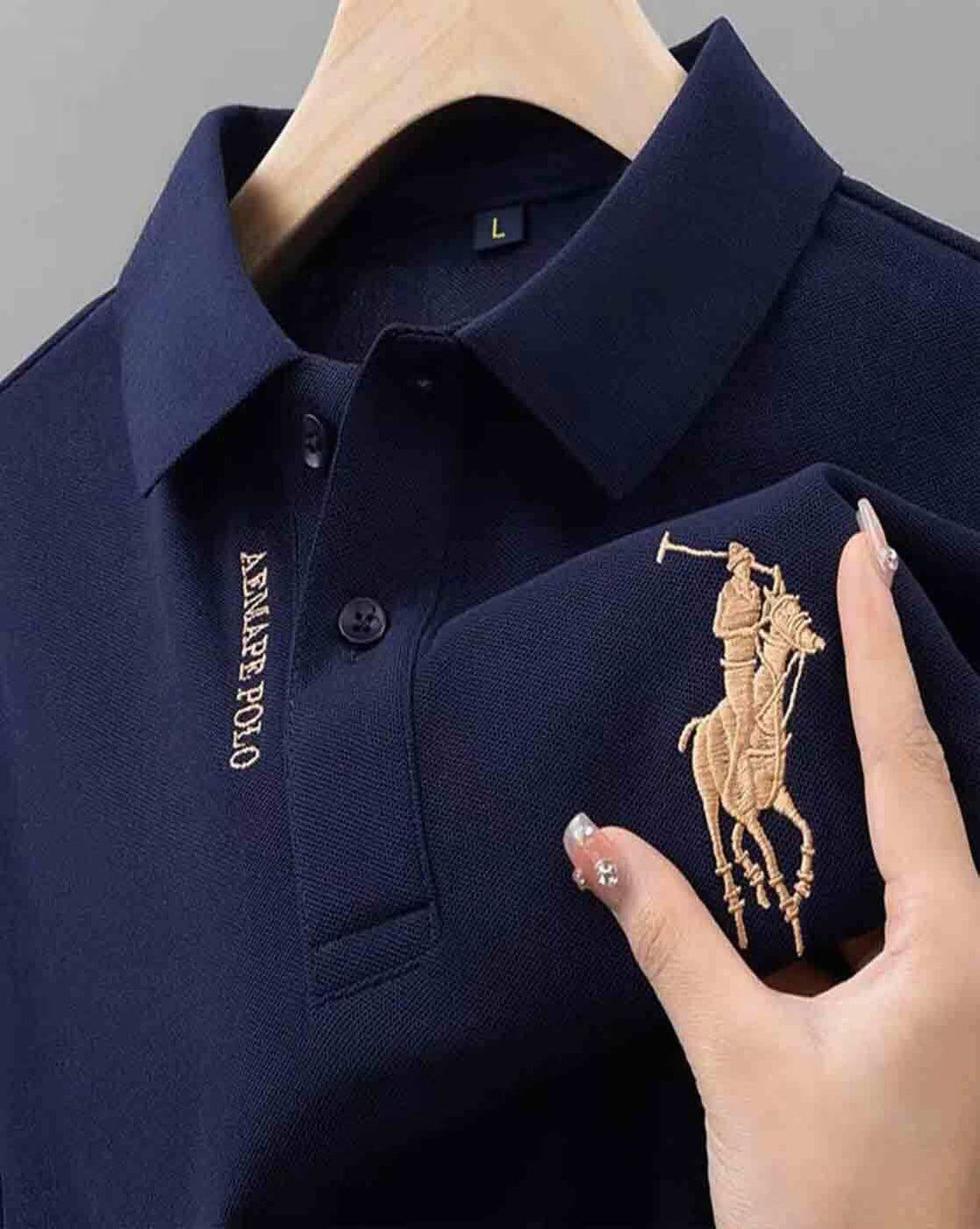 Short Sleeve Polo with Golden Rider Logo