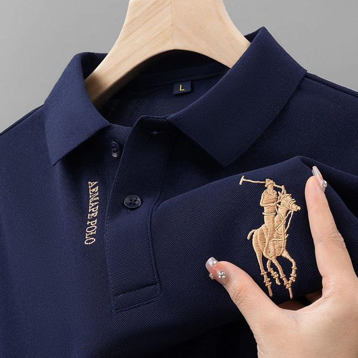 Short Sleeve Polo with Golden Rider Logo