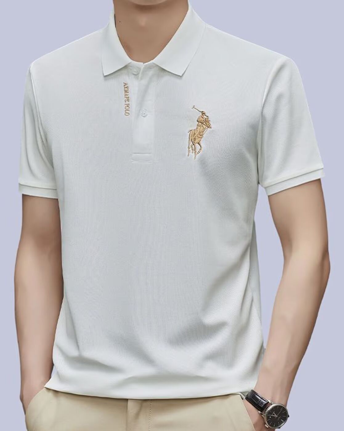 Short Sleeve Polo with Golden Rider Logo