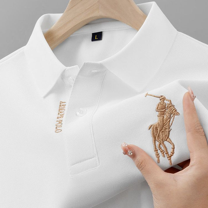 Short Sleeve Polo with Golden Rider Logo